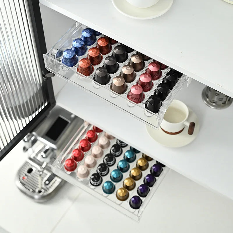 Kapselhalter für Nespresso – Platzsparende Kaffeekapsel-Schublade – Ohne Bohren