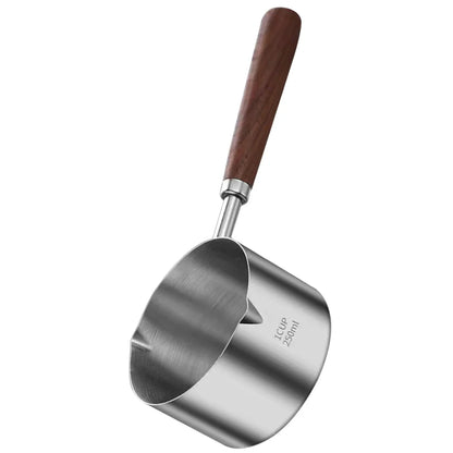 Kleine Edelstahl Stielkasserolle mit Holzgriff – Perfekt für Saucen, Milch und Öl