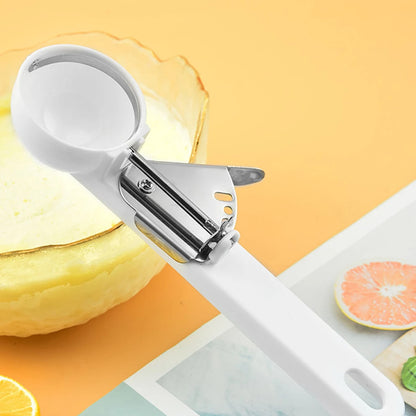 2er Set Eis- und Früchte-Schöpfer aus Edelstahl, Praktisches Ijs Schepje Set, Weiß