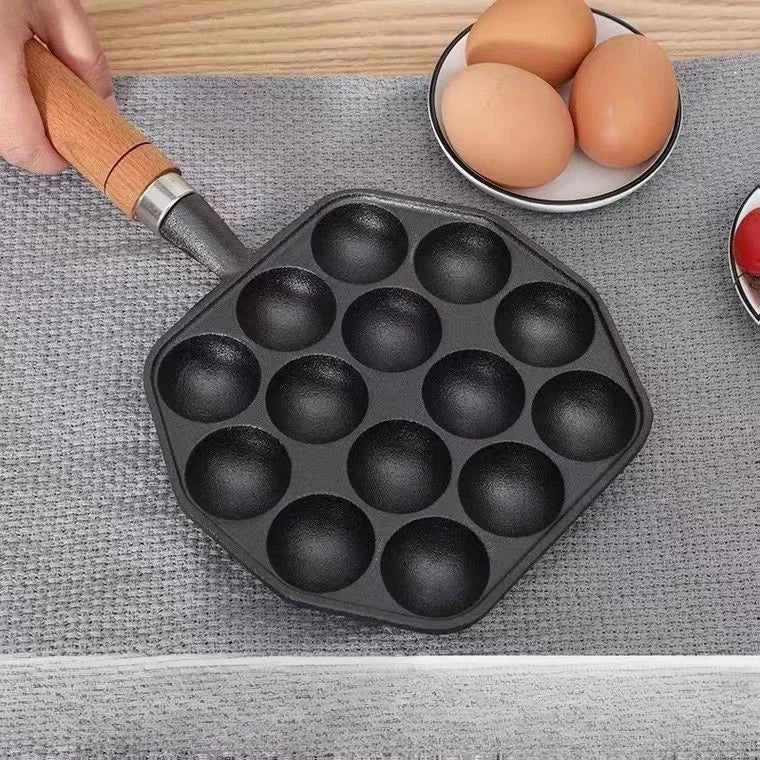 Takoyaki Pfanne Gusseisen 14 Mulden – Induktion & Gasherd geeignet