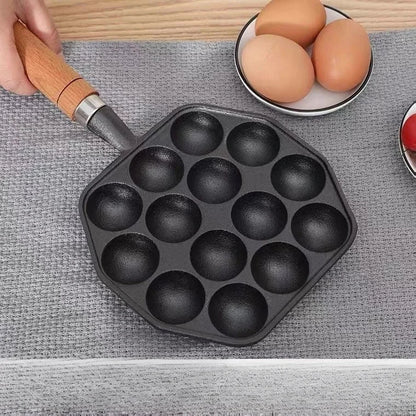Takoyaki Pfanne Gusseisen 14 Mulden – Induktion & Gasherd geeignet