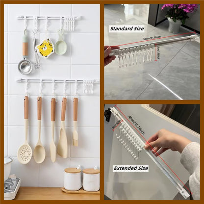Gleitschienenhaken Edelstahl – 40 cm Länge, 10 Haken, Multifunktional und Platzsparend
