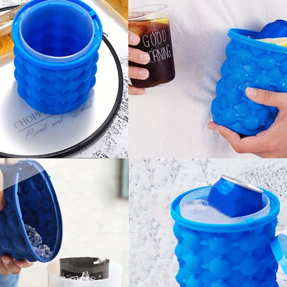 2-in-1 Silikon Eiswürfelform und Eiskübel – Perfekt für Zuhause, Bars & Restaurants