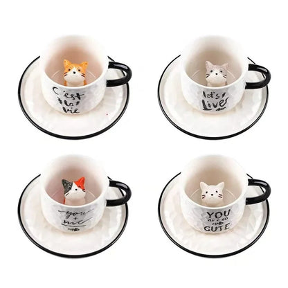 Keramiktasse Katze | 3D-Pfotendesign | Einfache Reinigung | Lebensmittelecht