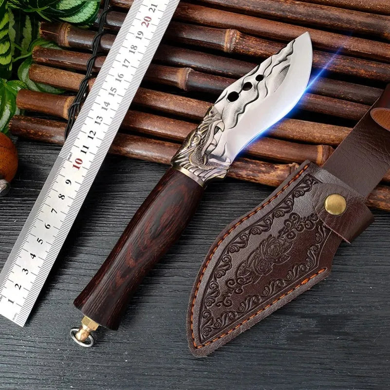 Handgeschmiedetes Küchenmesser – Vielseitiges Chef-Messer aus rostfreiem Stahl, ergonomischer Holzgriff, scharfes Schneidemesser für Fleisch, Fisch, Obst & Gemüse