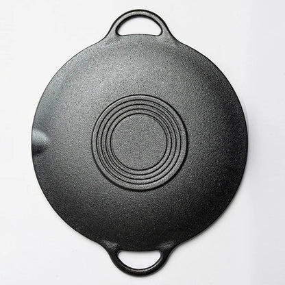 Gusseisen Grillpfanne 30 cm – Antihaft Bratplatte für BBQ, Koreanisches Grillen & Camping