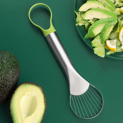 Avocado Slicer 2-in-1 Edelstahl Frucht Cutter für Avocado, Kiwi, Pitaya & Gemüse, Küchen Gadget