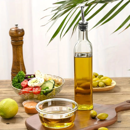 Glas Olivenöl Flasche 500ml – Auslaufsicher mit Ausgießer & Trichter, Ideal für Essig & Sojasauce