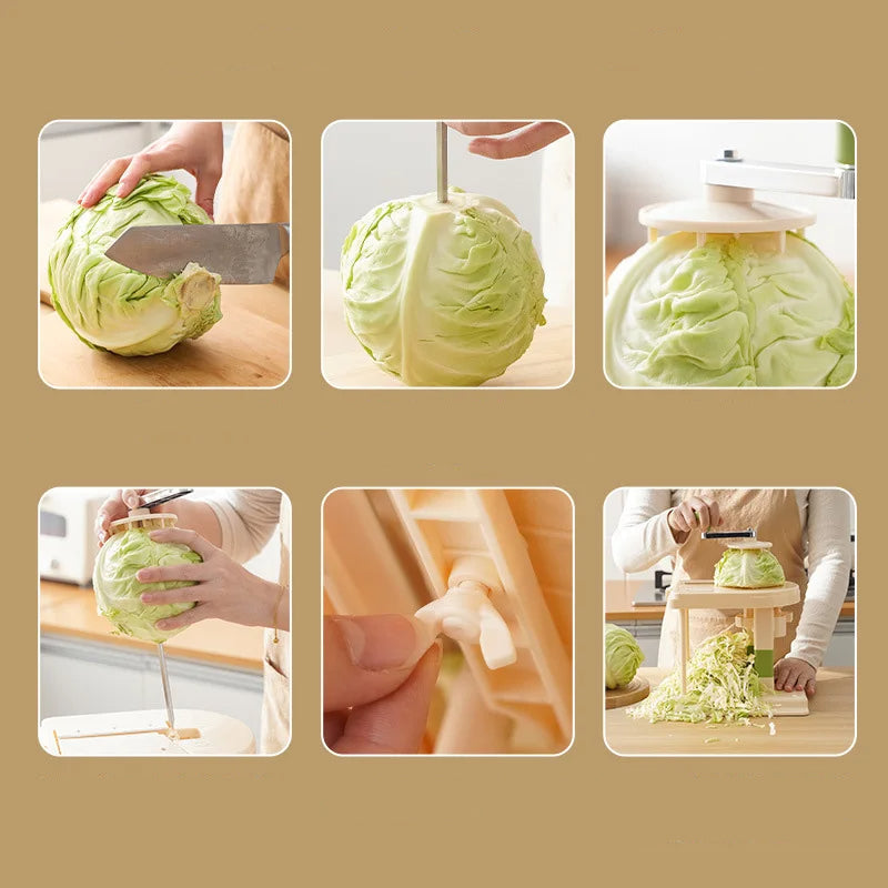Handbetriebener Gemüseschneider Edelstahl – Vielseitige Küchenreibe für Kohl, Gemüse & Obst, mit 3 Ersatzklingen