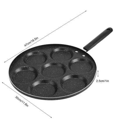 7-Loch Antihaft Bratpfanne für Eier und Mini-Burger, Aluminium, Geeignet für Gas- und Elektroherd