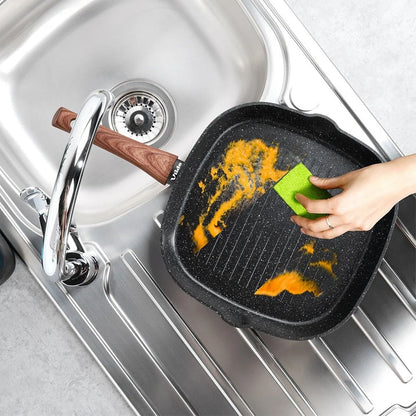 Antihaft Grillpfanne Quadratisch 28x28 cm – Granitbeschichtung, Induktionsgeeignet