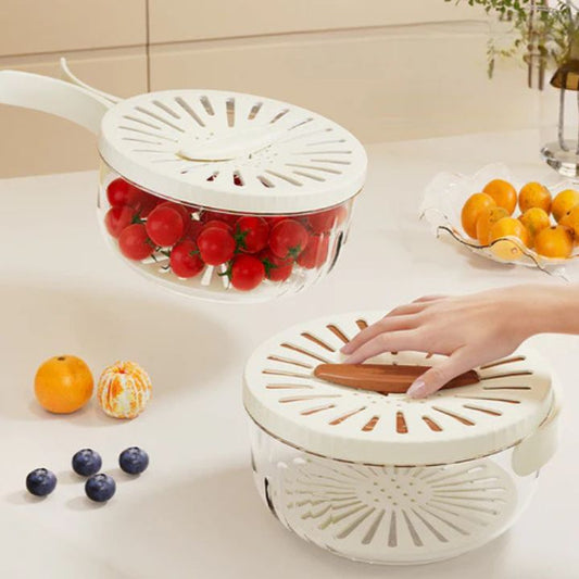 2-in-1 Abtropf- und Aufbewahrungskorb für Obst und Gemüse, Platzsparend