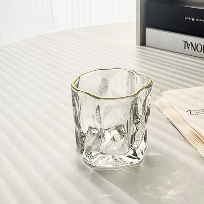 Set aus 2 Kaffeegläsern – 280 ml, goldgerändert – Unregelmäßiges Design