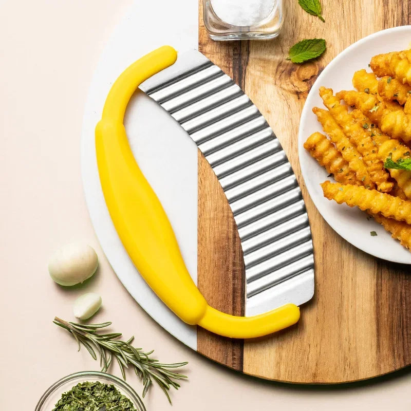Edelstahl Wellenmesser für Pommes, Robuster Kartoffelschneider für Wellenschnitt, 19.5 x 11.8 cm