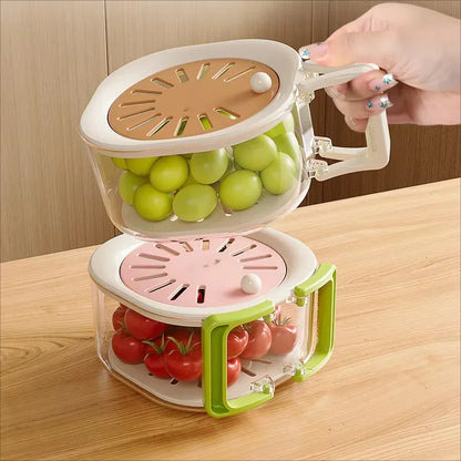 Abtropfsieb für Obst und Gemüse – 2-in-1 Siebkorb mit klappbarem Griff, staubdicht, 15 x 8,5 cm