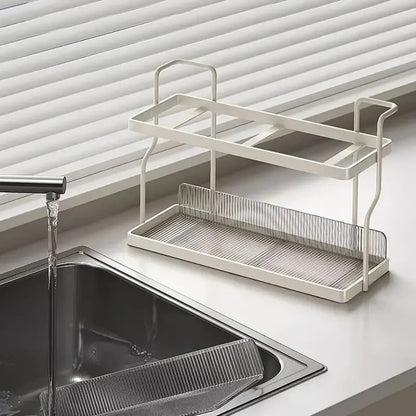 2-stufiges Acryl Gewürzregal – Küchen Organizer für Kräuter und Gewürze, platzsparendes Aufbewahrungsregal