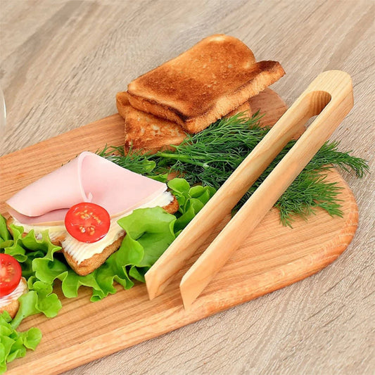 Bambus Toasterzange 2er Set – Magnetisch, Runde Spitze, 22 cm,, Wiederverwendbar Hitzebeständig