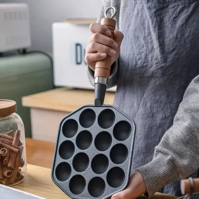 Takoyaki Pfanne Gusseisen 14 Mulden – Induktion & Gasherd geeignet