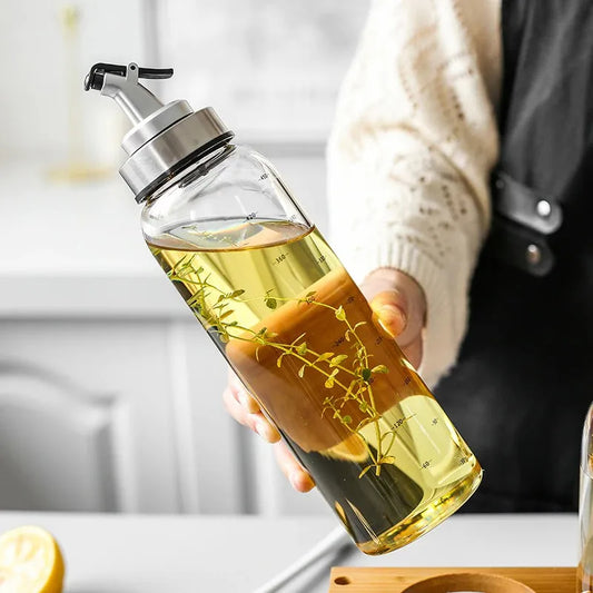 500ml Ölflasche aus Borosilikatglas – Tropffreier Spender für Öl, Essig & Sojasauce – Staubdicht & Hygienisch