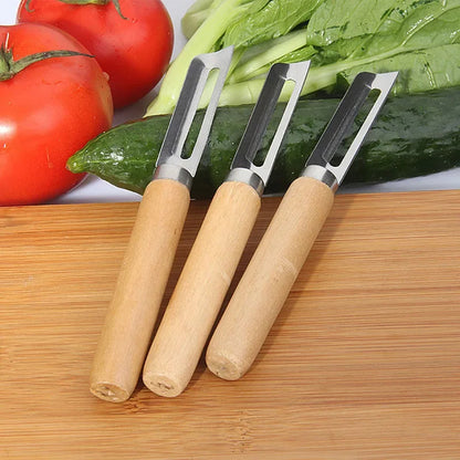 3-teiliges Edelstahl Schäler-Set mit Holzgriff – Für Obst, Gemüse & Kartoffeln