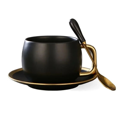 Keramiktasse mit Untertasse – Gradientendesign – Matt & Luxuriös – Ideal für Kaffee & Tee