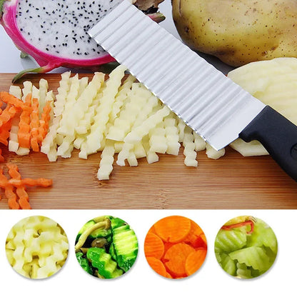 Edelstahl Kartoffelschneider Crinkle Cutter – Wellenmesser für Pommes, Gemüse & Obst