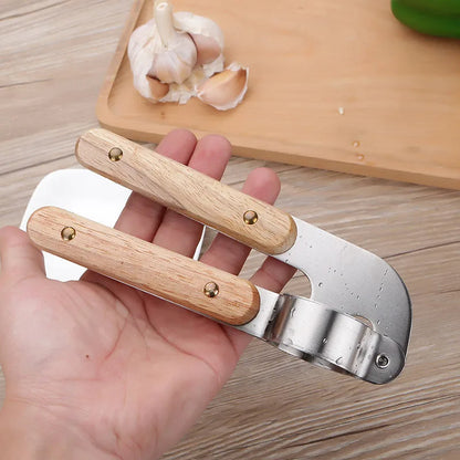 Metall Knoblauchpresse mit Holzgriff – Robuster Edelstahl Crusher für Knoblauch & Ingwer
