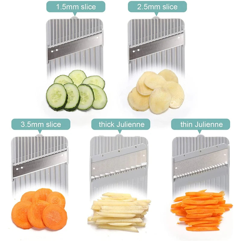 5-in-1 Gemüseschneider Mandoline – Vielseitiger Küchenhobel für Gemüse, Obst und mehr