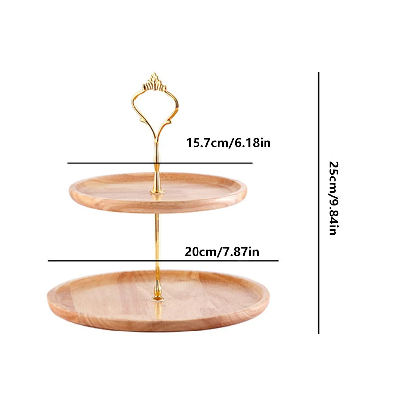 Doppellagige Bambus Kuchenetagere – 2-stufiger Dessertständer für Kuchen, Obst und Süßigkeiten