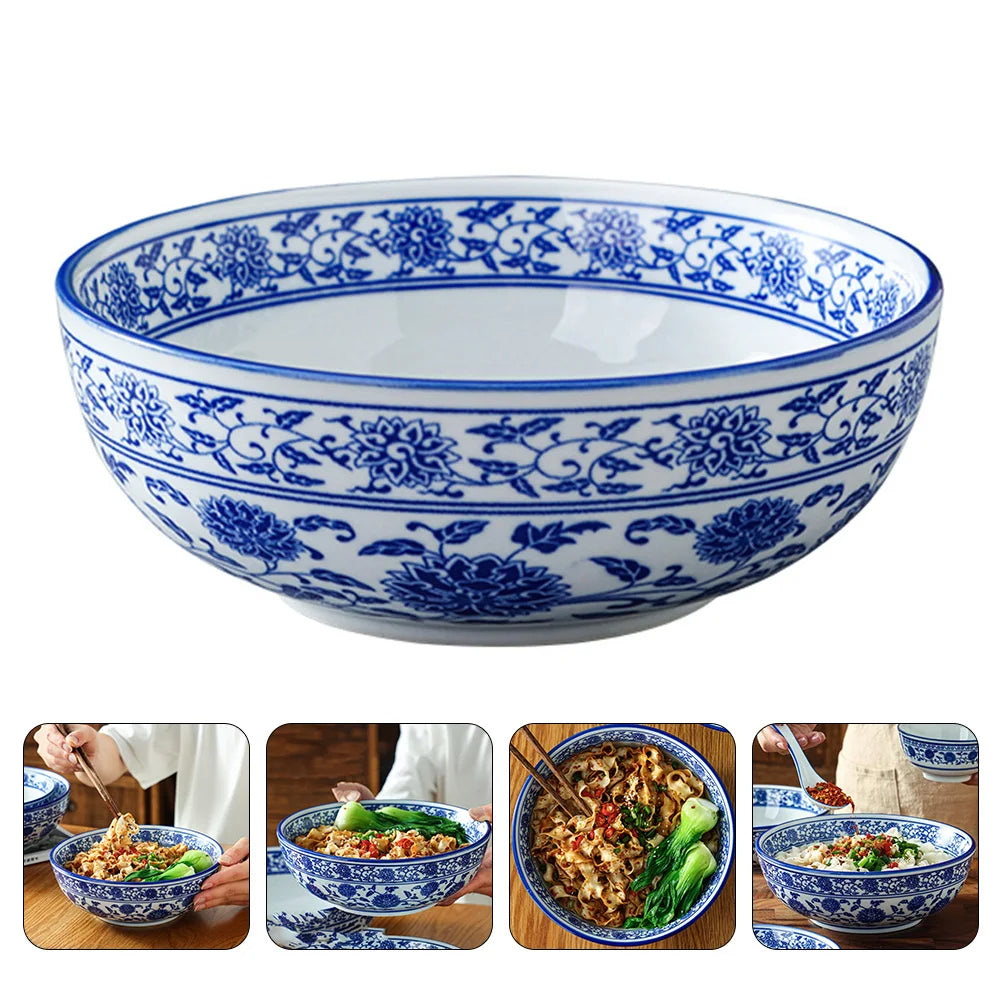 Chinesische Keramik Nudelschüssel 16,5 cm – Blau-Weiß, Traditionelles Design