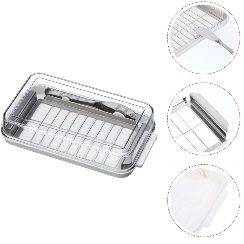 Butterdose mit Deckel und Schneider – 2-in-1 Butterbox, Luftdichte Aufbewahrung, Rechteckige Form
