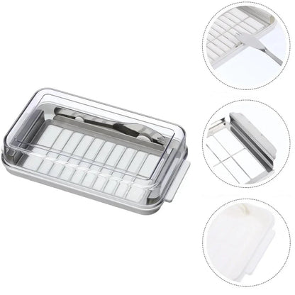 Butterdose mit Deckel und Schneider – 2-in-1 Butterbox, Luftdichte Aufbewahrung, Rechteckige Form