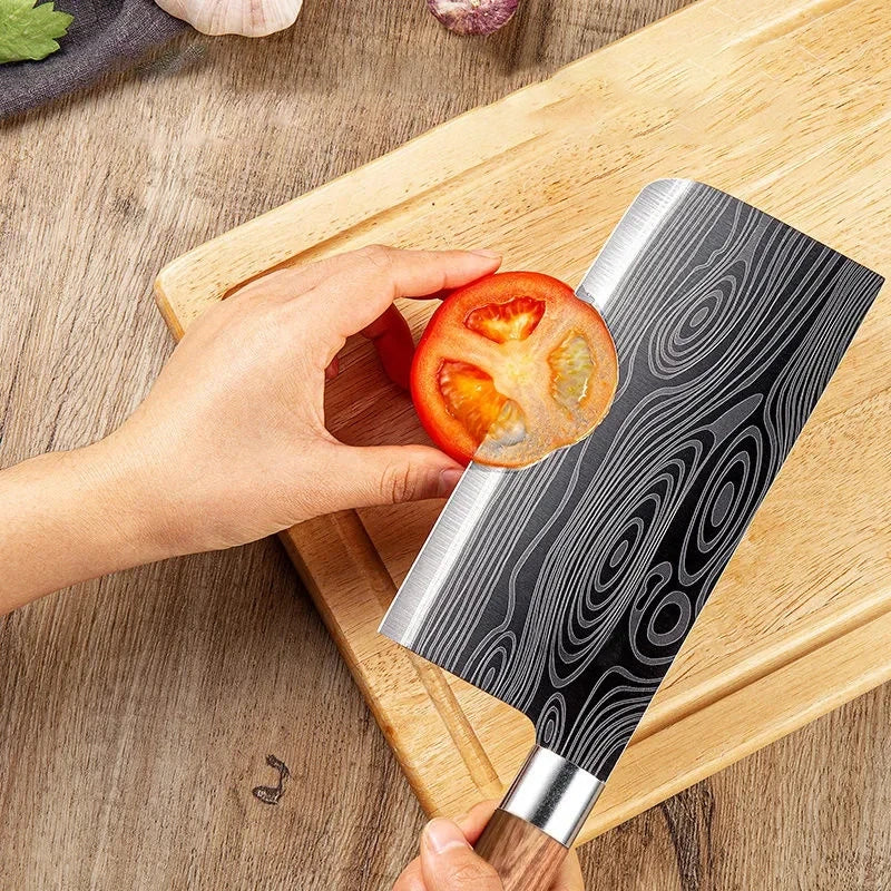 Laser Damascus Muster Küchenmesser, Scharfes, rostfreies Stahl Schneidewerkzeug für Fleisch, Fisch und Gemüse