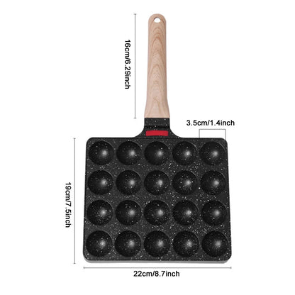 Takoyaki Pfanne Antihaft – 20er Form für Octopusbällchen & Mini-Pfannkuchen, Aluminium, 8,7 x 7,5 cm