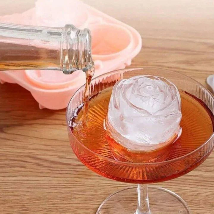 3D Rosen Eiswürfelform – Silikonform für elegante Eiswürfel – 4er Set