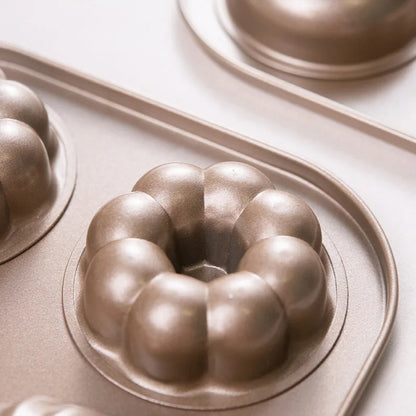 Antihaft Donut Backform aus Kohlenstoffstahl – 12er Herz- & Blumenform