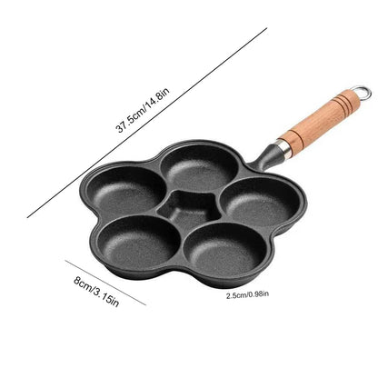 Gusseiserne Eierpfanne mit 5 Mulden – Antihaftbeschichtung, Pfannkuchenpfanne für Frühstück, Spiegeleier, Steaks und Burger