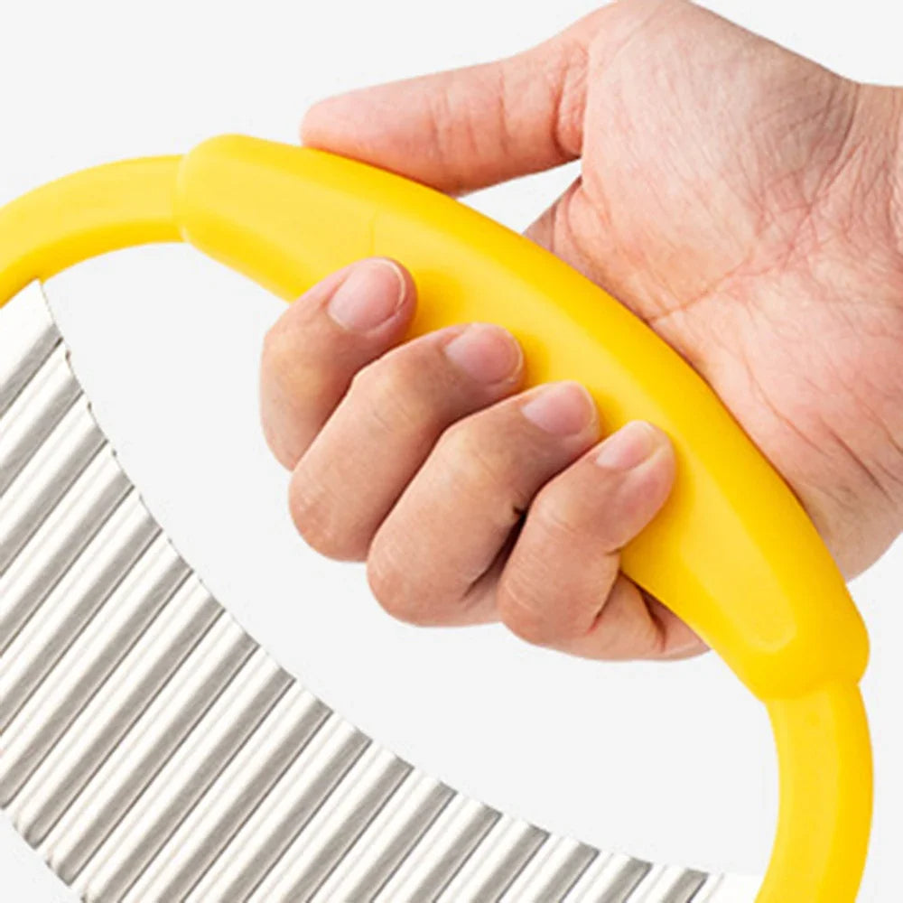 Edelstahl Wellenmesser für Pommes, Robuster Kartoffelschneider für Wellenschnitt, 19.5 x 11.8 cm