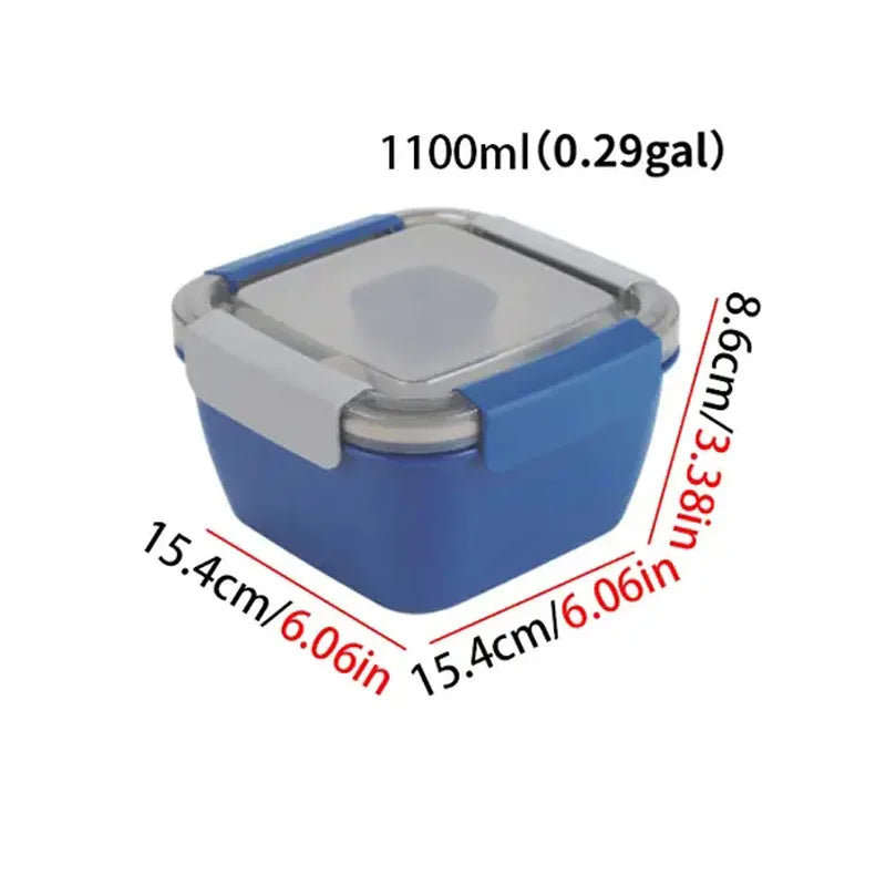 Salatlunchbox mit 3 Fächern und Dressingbehälter – 1 Stück, 37 oz