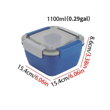 Salatlunchbox mit 3 Fächern und Dressingbehälter – 1 Stück, 37 oz