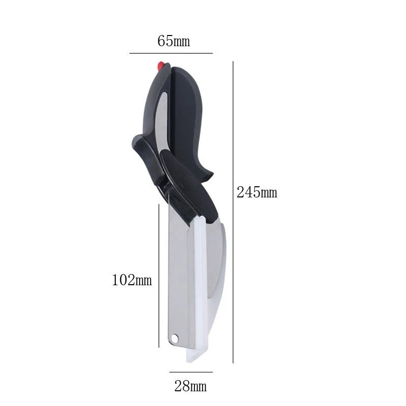 2-in-1 Küchenschere & Messer – Edelstahl Mehrzweckschere für Fleisch, Gemüse & Obst