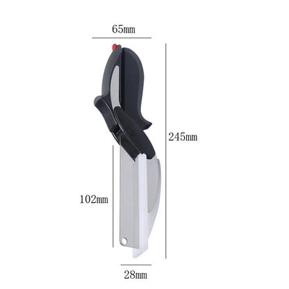 2-in-1 Küchenschere & Messer – Edelstahl Mehrzweckschere für Fleisch, Gemüse & Obst