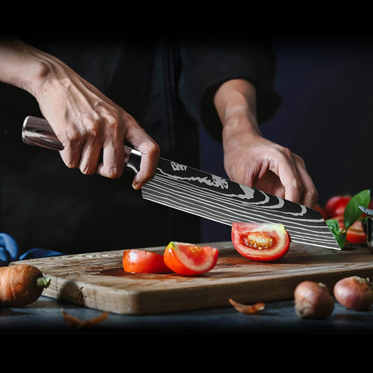 Professionelles 8 Zoll Koksmes, handgeschmiedet aus hochkohlenstoffhaltigem Stahl, scharf, für Fleisch und Gemüse, ideal für professionelle und Hobbyköche
