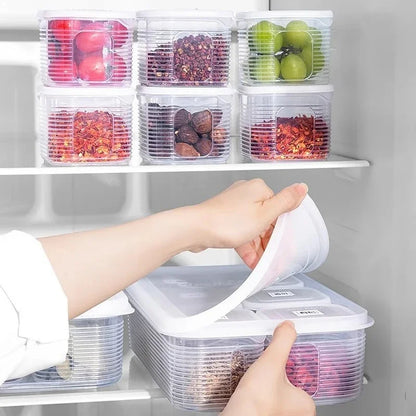 Aufbewahrungsbox mit Deckel für Kühlschrank – 6-Fächer Lebensmittelbehälter für Gemüse, Obst, Kräuter und Snacks