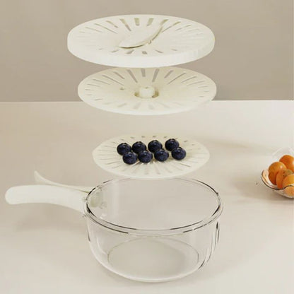 2-in-1 Abtropf- und Aufbewahrungskorb für Obst und Gemüse, Platzsparend