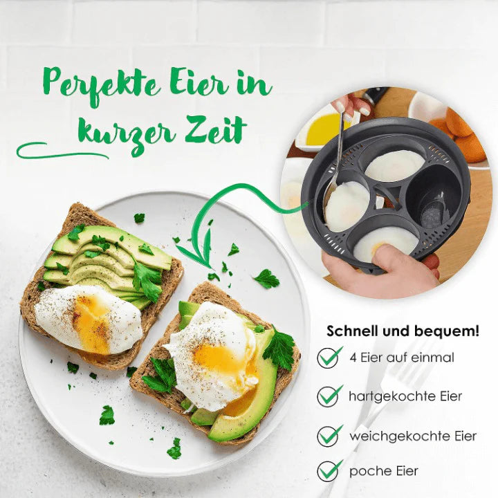 Multifunktionaler Eierpochierer – Mikrowellengeeignet, BPA-frei, Platzsparend für Perfekte Frühstückseier