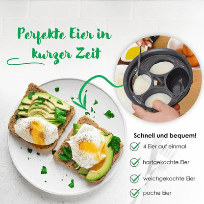 Multifunktionaler Eierpochierer – Mikrowellengeeignet, BPA-frei, Platzsparend für Perfekte Frühstückseier