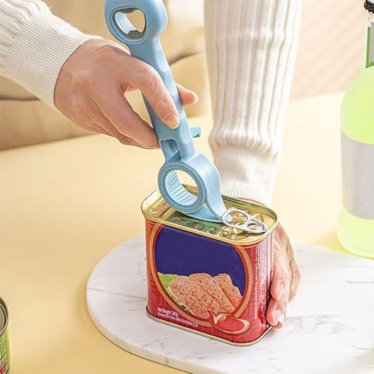 4-in-1 Flaschenöffner – Multifunktionales Küchenwerkzeug für Flaschen, Gläser und Dosen