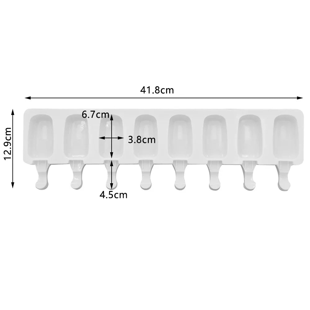 Silikon Eisformen für 8 Stieleis – Magnum Form – Wiederverwendbar – 41,8 x 12,9 cm