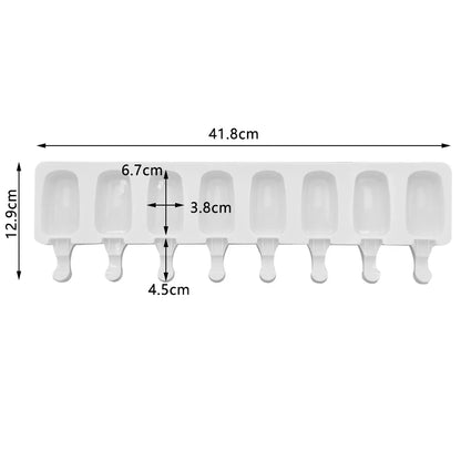 Silikon Eisformen für 8 Stieleis – Magnum Form – Wiederverwendbar – 41,8 x 12,9 cm